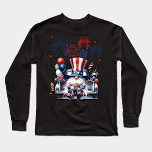 4th Of July Patriotic Gnomes Sunglasses American Fireworks Long Sleeve T-Shirt